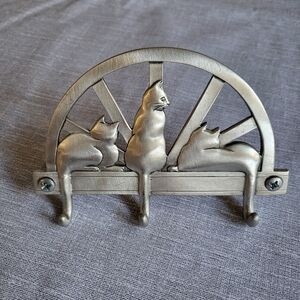 Pewter Silver Cat Wall Hook